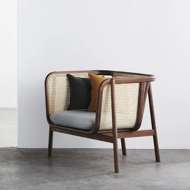 Cane And Wood Mixed Brown Chair - 60*60 CM